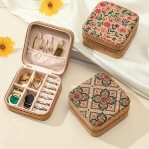 Retro Floral Print Portable Jewellery Storage Box